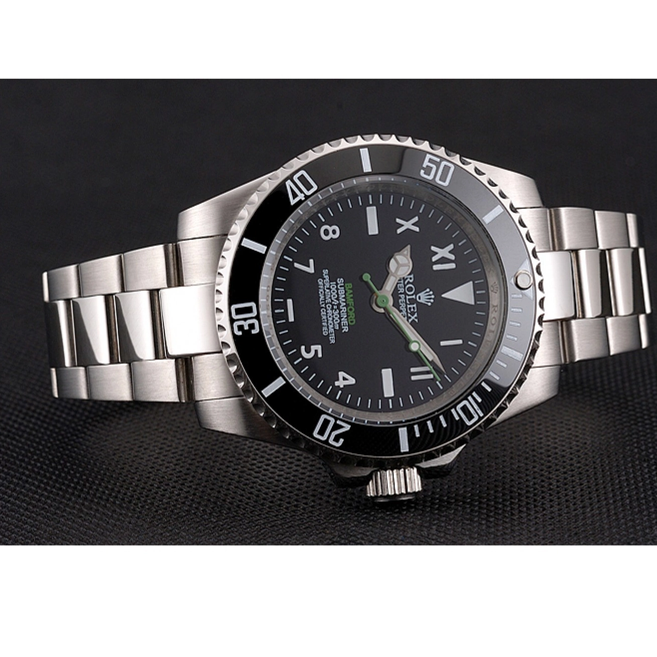 Rolex aaa copy Dial Bamford Stainless Steel Black Case Roman With Submariner Bracelet Black And Bezel Numerals Rolex 0525